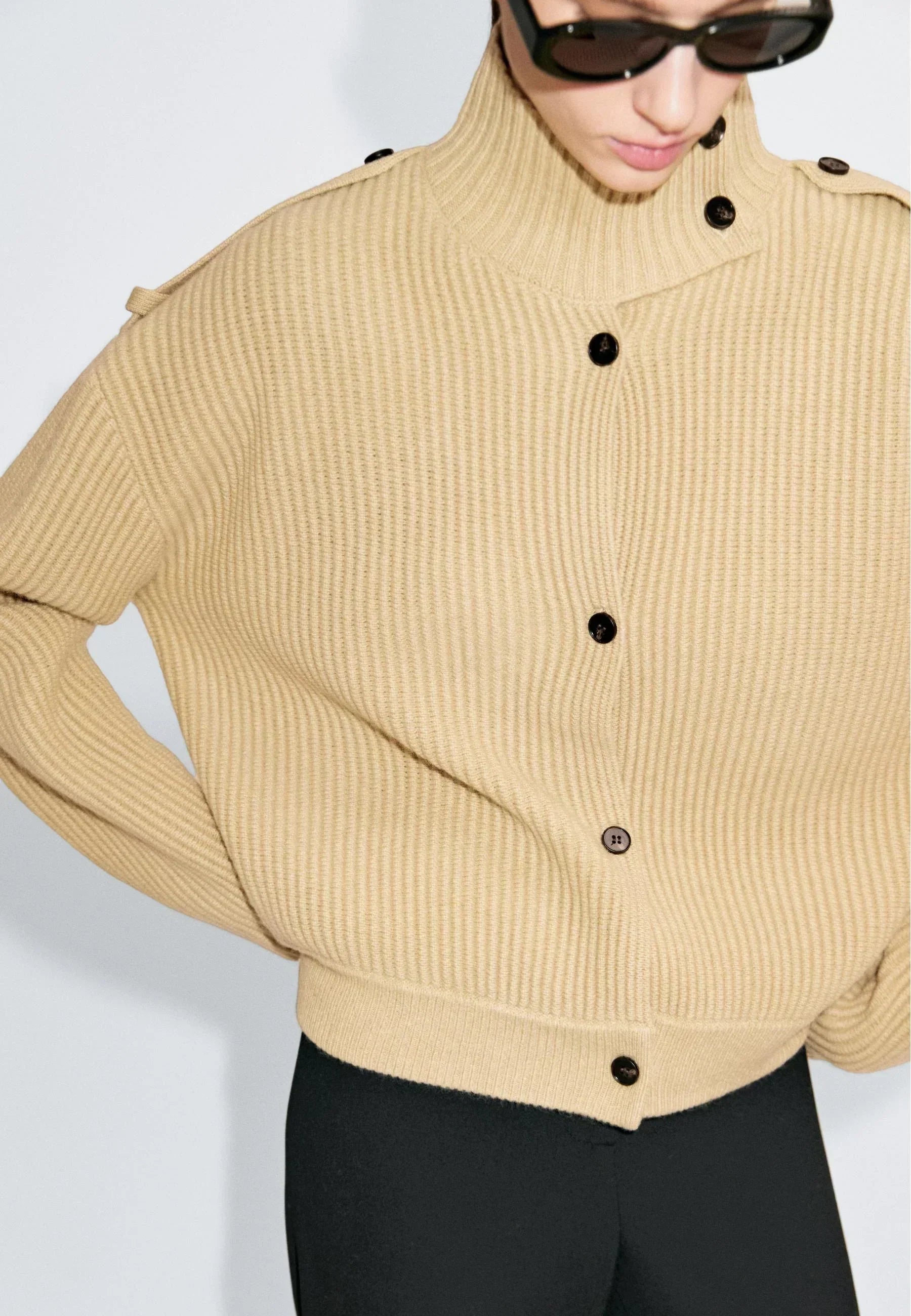 Céleste High-Neck Knit Jacket