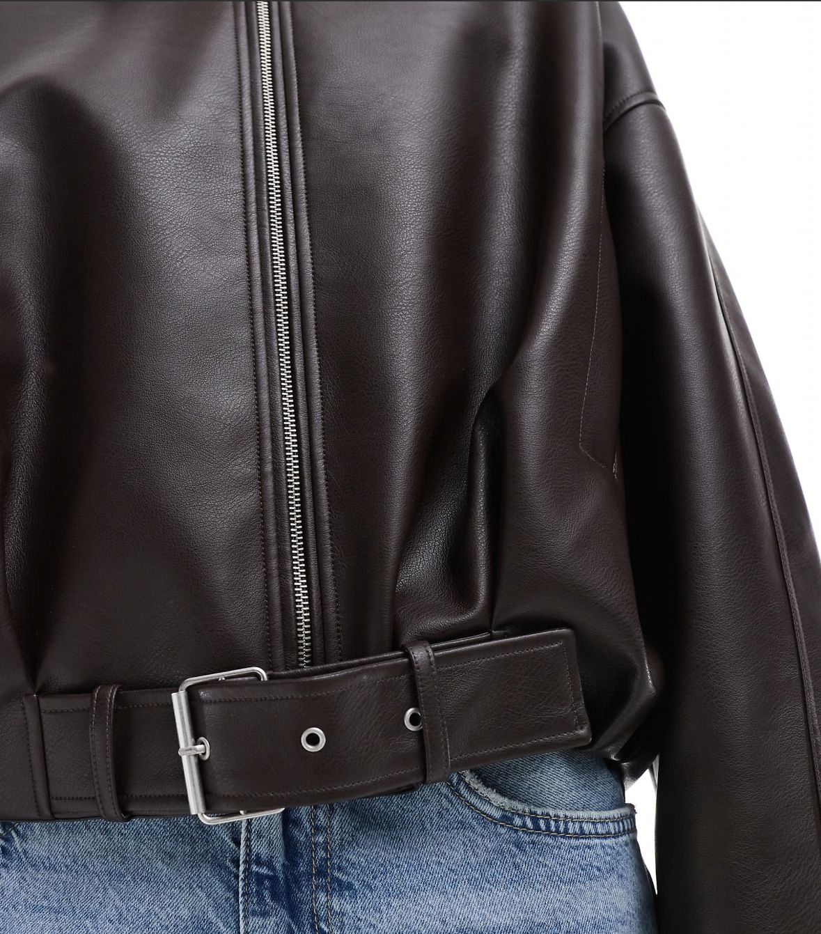 Leather effect bomber jacket