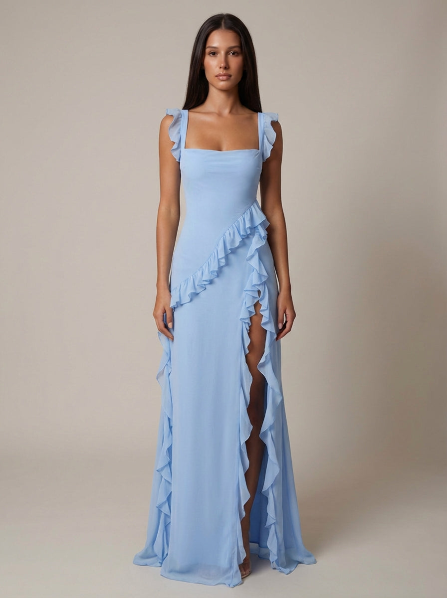 ariela soft blue ruffle maxi dress Mariah Maxi Dress