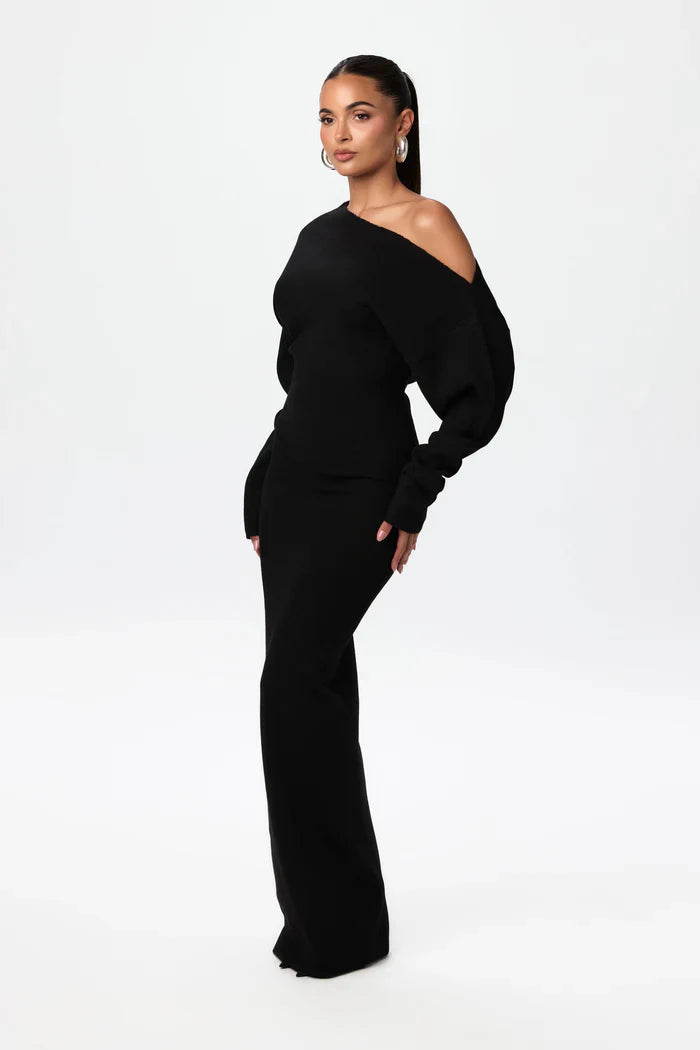 Knit Off-Shoulder Maxi