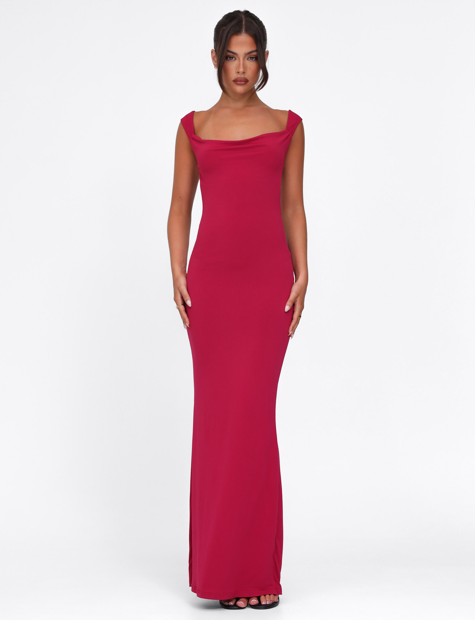 morana maxi dress Tiger Mist Morana cowl neck open scoop back maxi dress in black