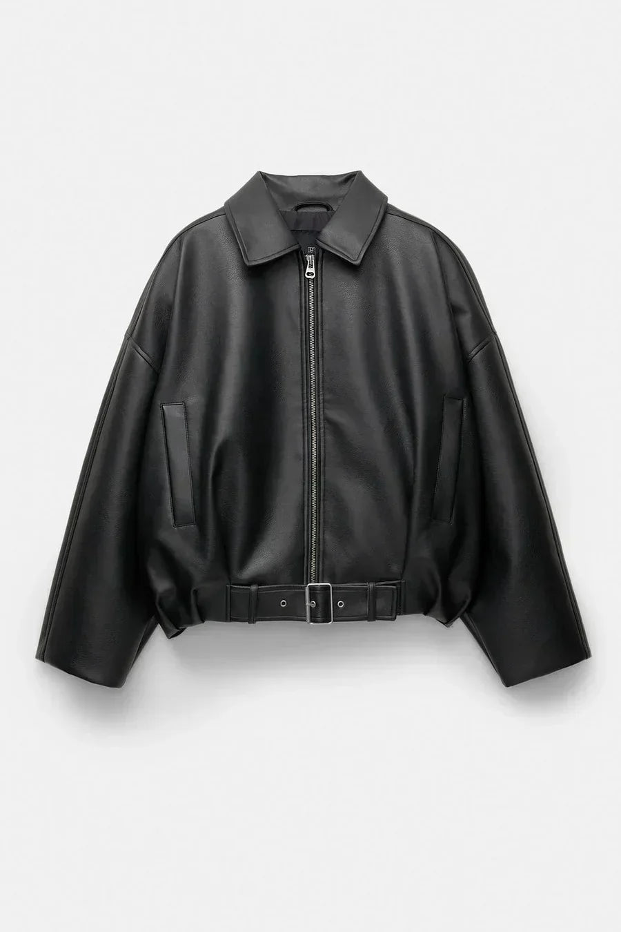 Leather effect bomber jacket