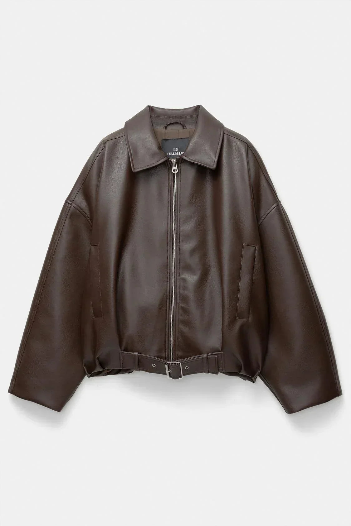 Leather effect bomber jacket