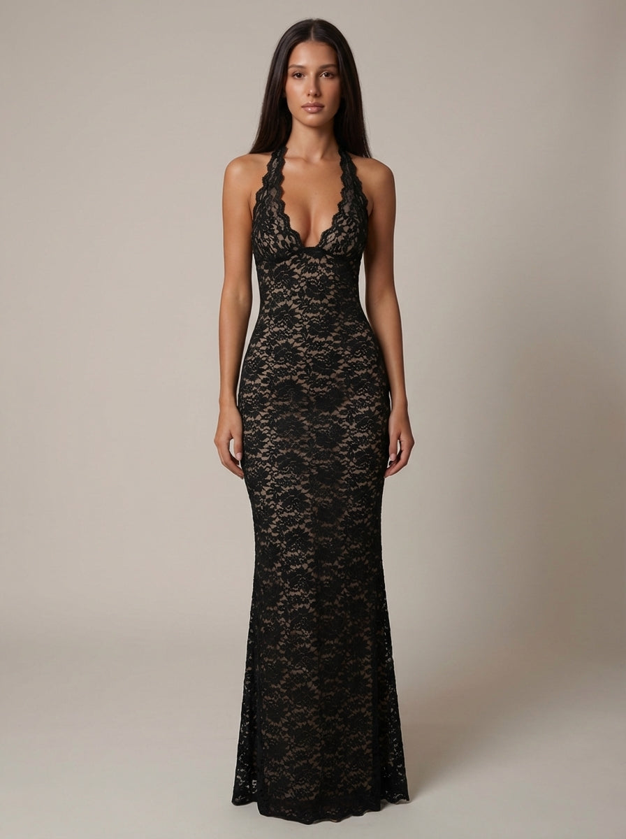 destiny lace maxi dress black The Exclusive Black Lace Maxi Dress - US 10 main image 1