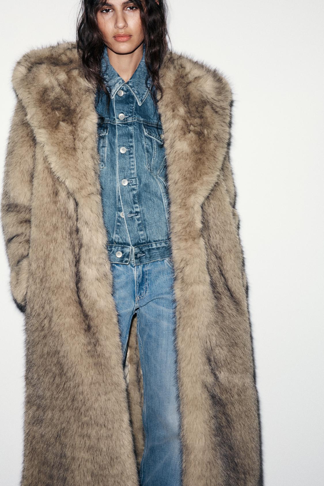 Faux fur coat with  hoodie