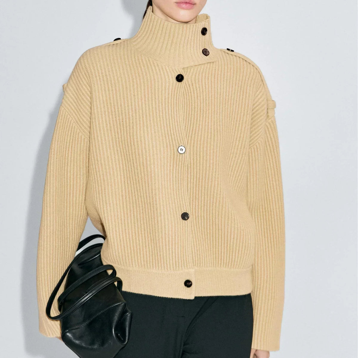 Céleste High-Neck Knit Jacket