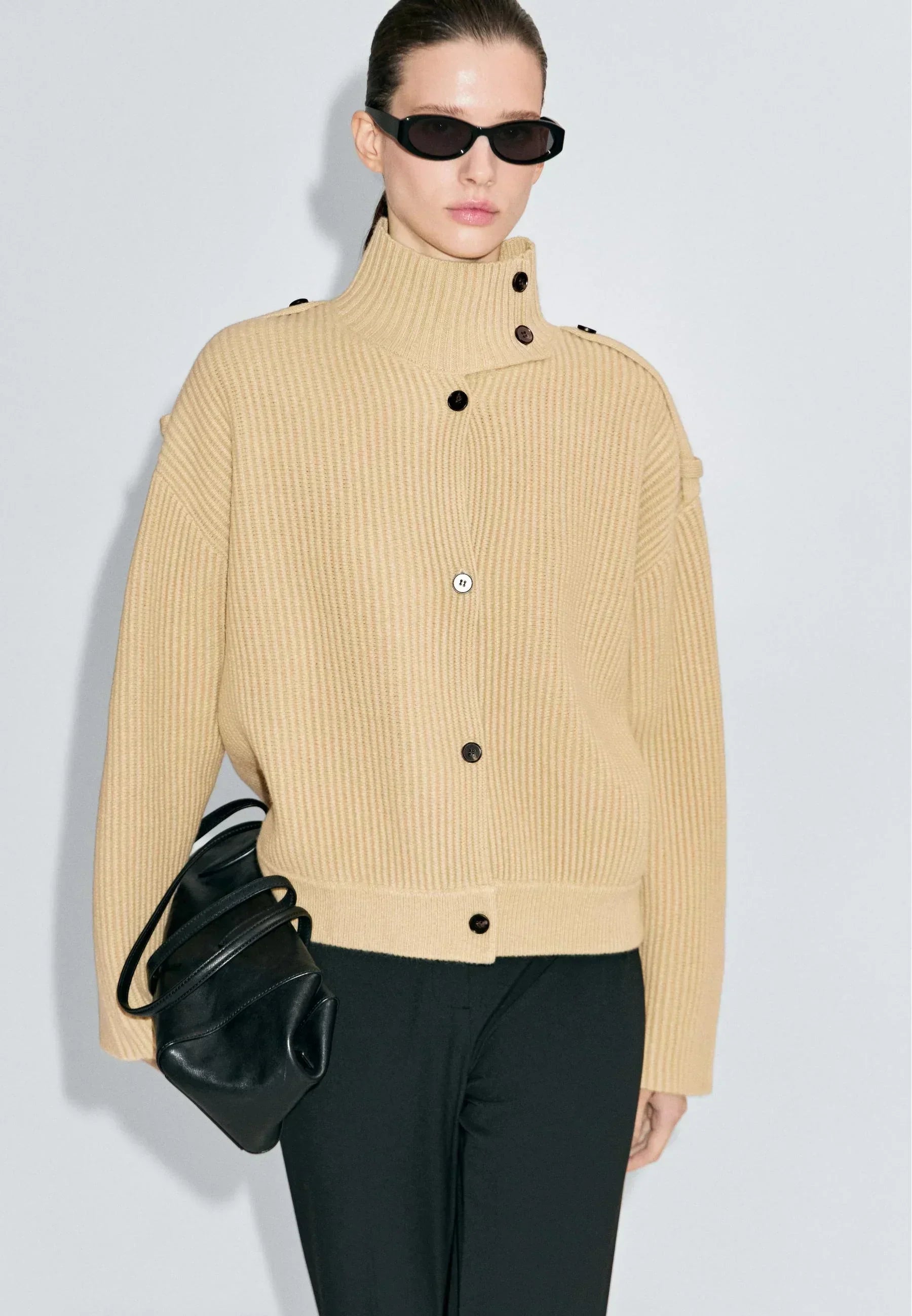 Céleste High-Neck Knit Jacket