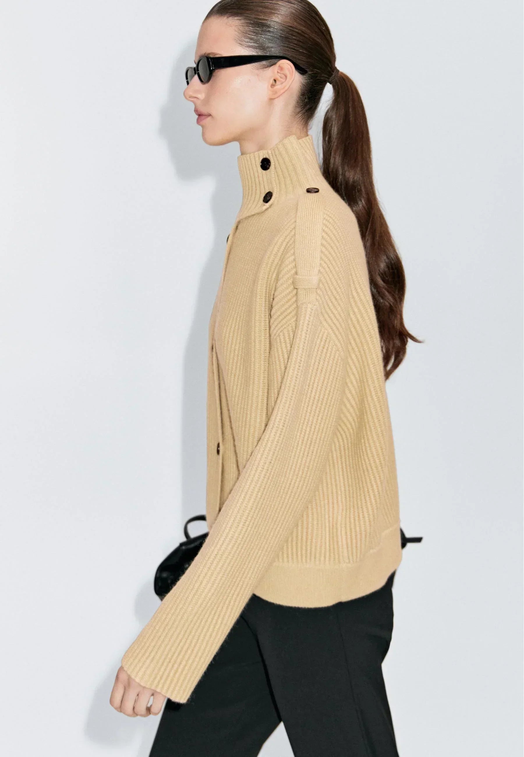 Céleste High-Neck Knit Jacket