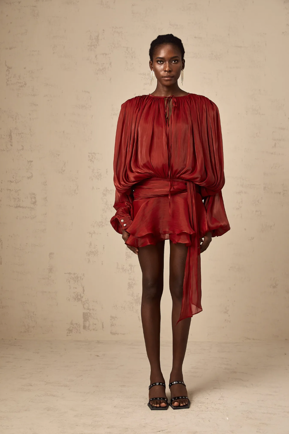Stella Pleated Ruffled Mini Dress
