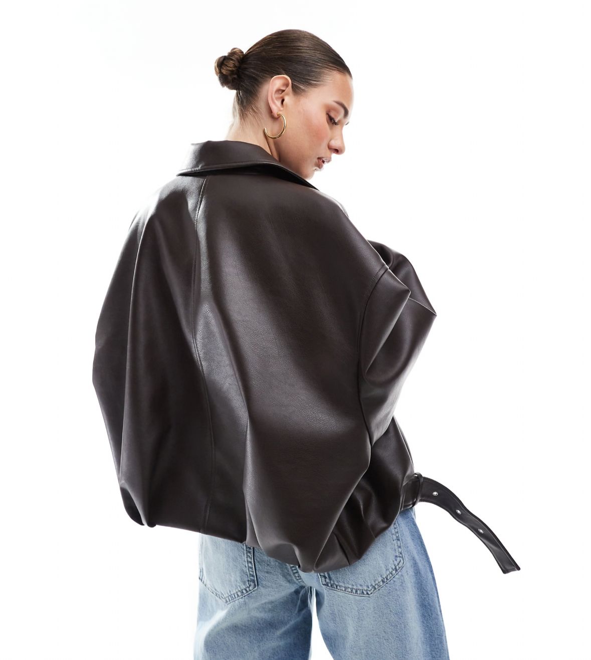 Leather effect bomber jacket