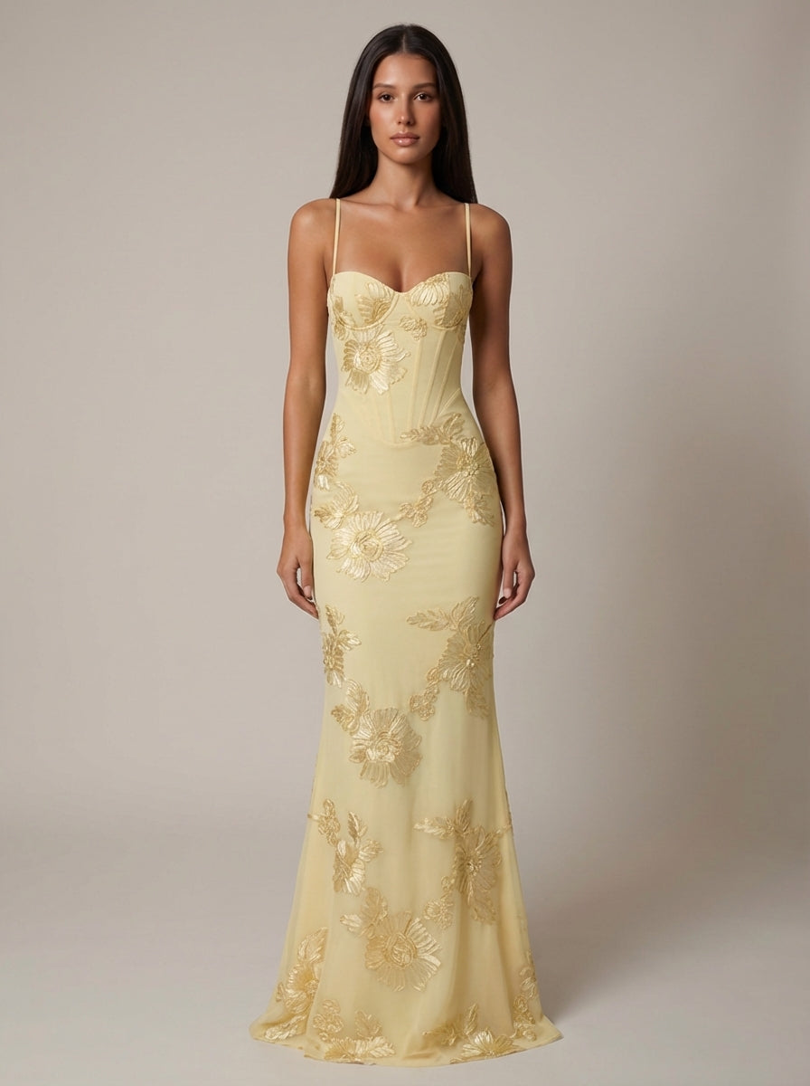 slim fit dress slacks Tan Tropical Print Open Back Dress - Maxi Dresses main image 0