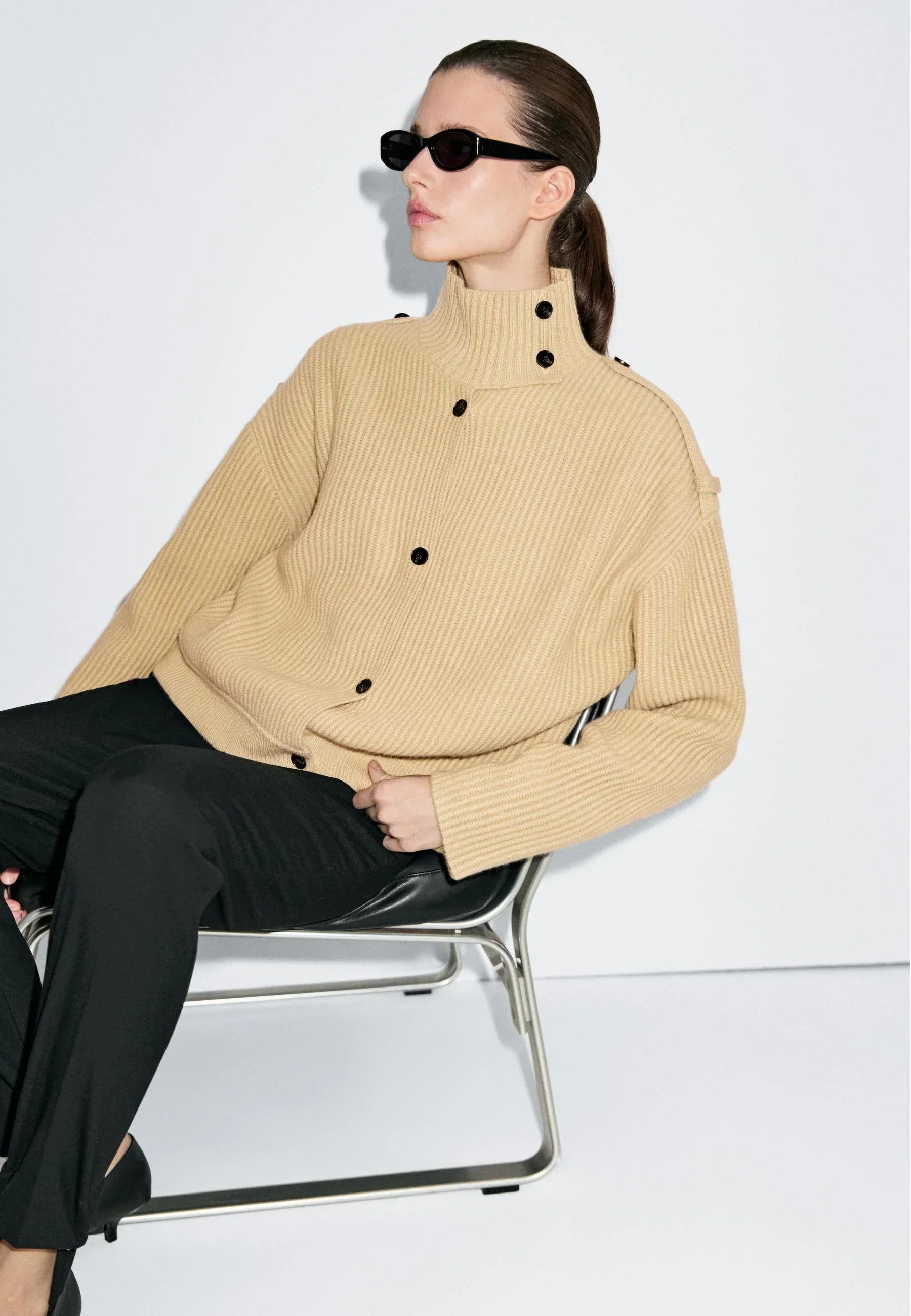 Céleste High-Neck Knit Jacket