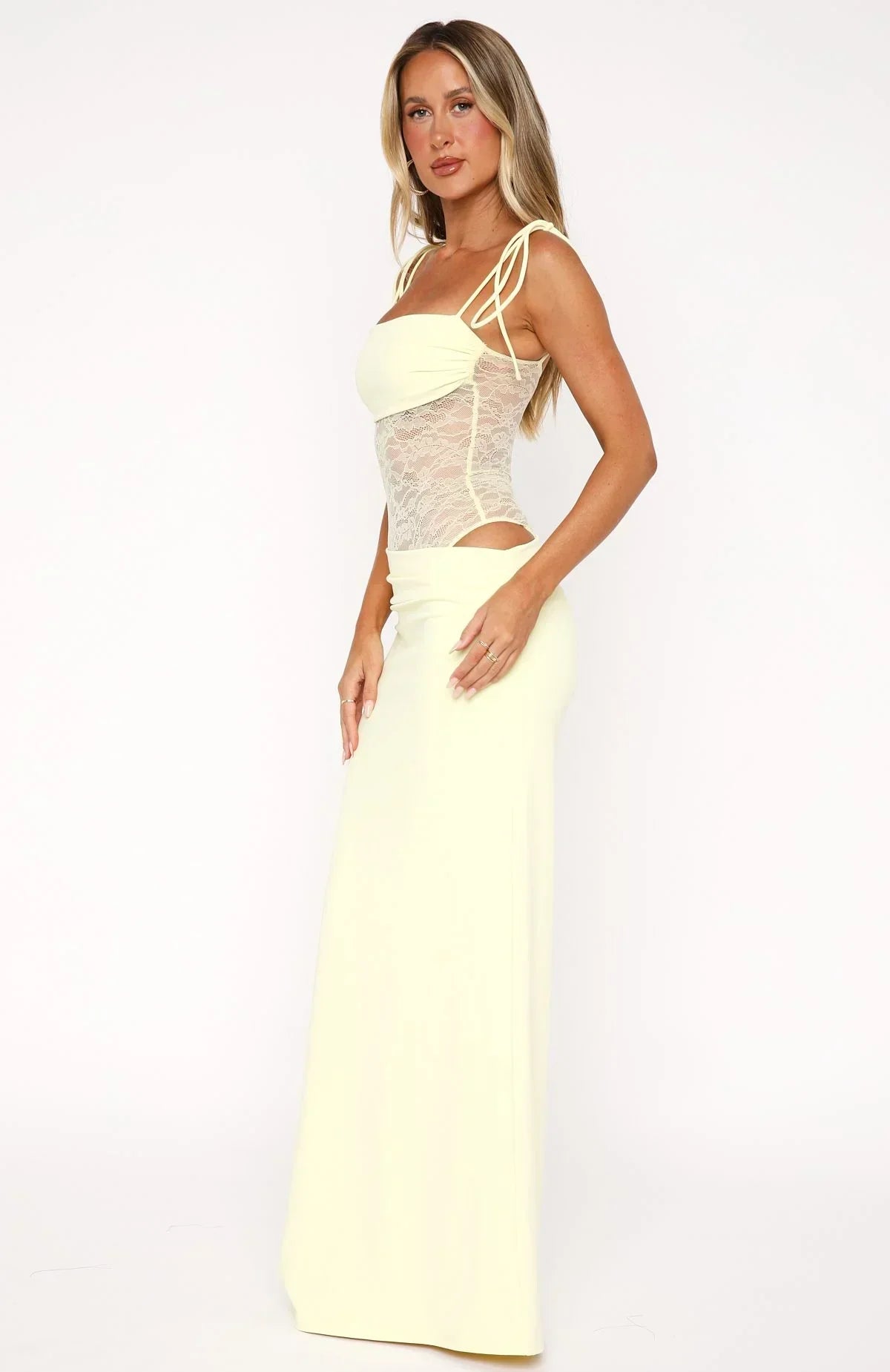 knee length dresses for ladies THE LINA LACE MAXI DRESS – LEMONLUNAR main image 1